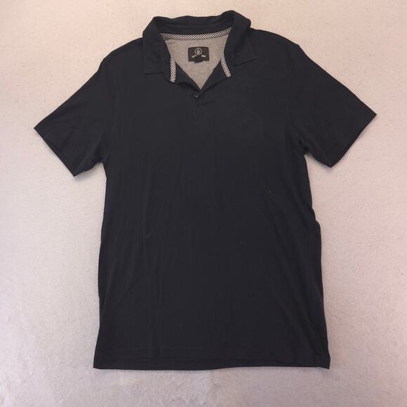 Volcom Short Sleeve Casual Collared Polo Shirt Adult Mens Size Medium M Black - Picture 2 of 9